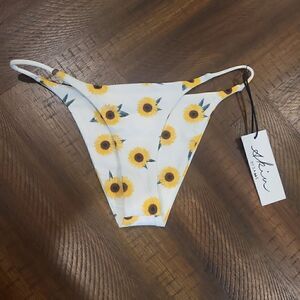 Cheeky Sunflower Bikini Bottom Small White with Sunflowers NWT